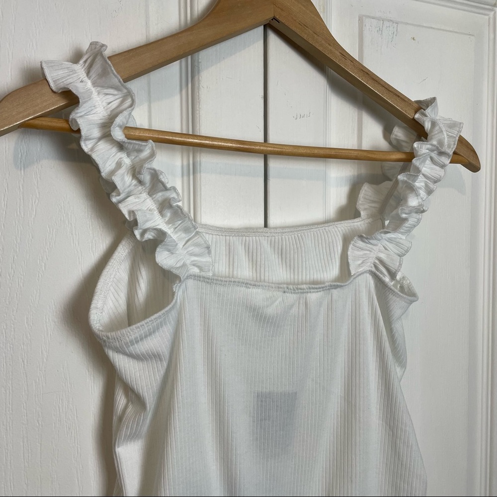 Ribbed Bodysuit With Ruffled Straps NWT - Picture 9 of 9